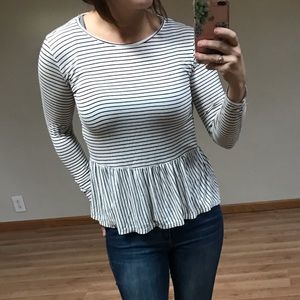 Striped peplum tee